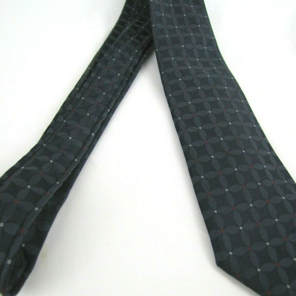 SULKA Tie Vintage Trendy Slim Blue Quatrefoil - Picture 4 of 7